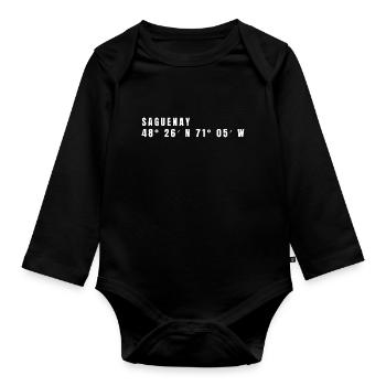 Saguenay, Canada Coordonnées - Body Bébé bio manches longues - noir - Devant