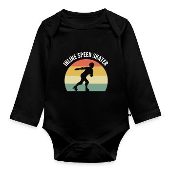 Roller Skating Roller Skates Inline Skates - Organic Longsleeve Baby Bodysuit - black - Front