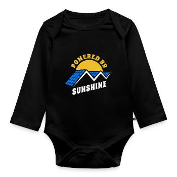 Powered by sunshine, Photovoltaics - Solar Energy - - Organic Longsleeve Baby Bodysuit - black - Front