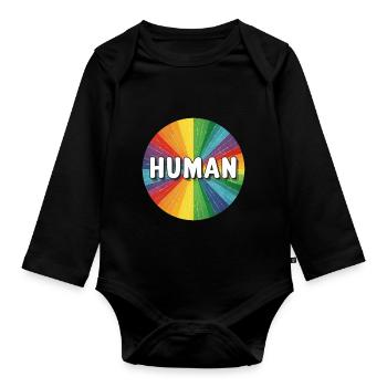 LGBTQ Human - Organic Longsleeve Baby Bodysuit - black - Front