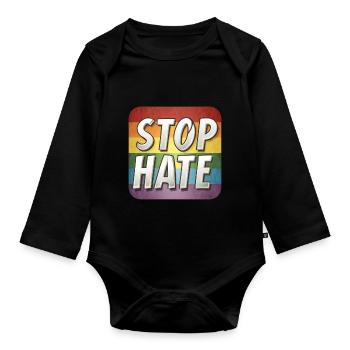 LGBTQ Stop Hate - Organic Longsleeve Baby Bodysuit - black - Front