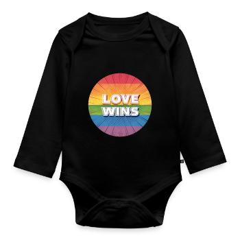 LGBTQ Love Wins - Organic Longsleeve Baby Bodysuit - black - Front