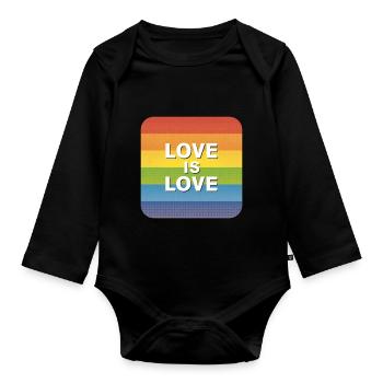 LGBTQ L’amour, c’est l’amour - Body Bébé bio manches longues - noir - Devant