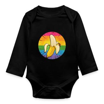 LGBTQ Banana - Organic Longsleeve Baby Bodysuit - black - Front