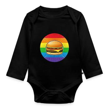 LGBTQ hamburgers - Organic Longsleeve Baby Bodysuit - black - Front