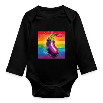 Aubergine LGBTQ - Body Bébé bio manches longues - noir - Devant
