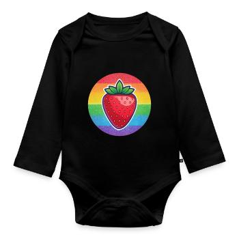 LGBTQ Erdbeere - Baby Bio-Langarm-Body - Schwarz - Vorne