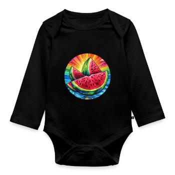 LGBTQ Melone - Baby Bio-Langarm-Body - Schwarz - Vorne