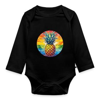 LGBTQ Ananas - Baby Bio-Langarm-Body - Schwarz - Vorne