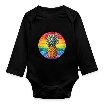 LGBTQ Ananas - Baby Bio-Langarm-Body - Schwarz - Vorne