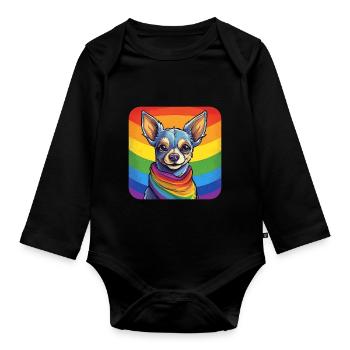 LGBTQ Chihuahua - Body Bébé bio manches longues - noir - Devant