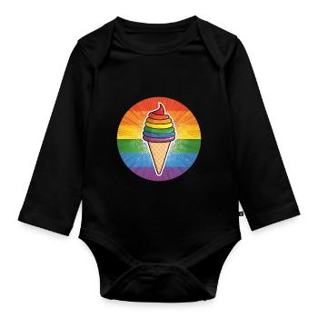 LGBTQ Ice Cream Eis - Organic Longsleeve Baby Bodysuit - black - Front