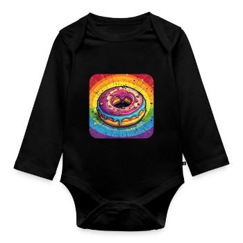 LGBTQ Donut - Baby Bio-Langarm-Body - Schwarz - Vorne