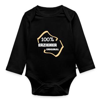 Educator as a profession - Organic Longsleeve Baby Bodysuit - black - Front
