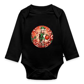 Basket-ball elfe de Noël - Body Bébé bio manches longues - noir - Devant