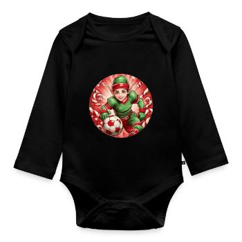 Weihnachtself Fußball Fußball - Baby Bio-Langarm-Body - Schwarz - Vorne