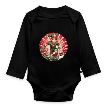 Weihnachtself Fußball Fußball - Baby Bio-Langarm-Body - Schwarz - Vorne