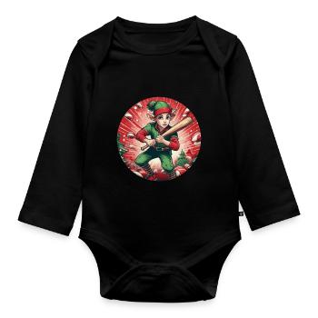 Weihnachtself-baseball - Baby Bio-Langarm-Body - Schwarz - Vorne