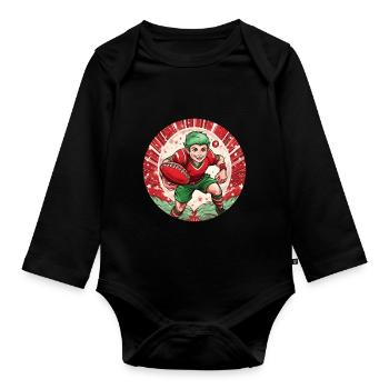 Christmas Elf Rugby - Baby Bio-Langarm-Body - Schwarz - Vorne