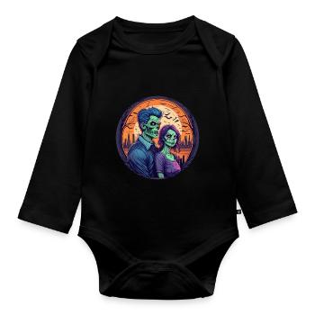 Gruseliges Halloween-party-kostüm, Zombie-paar - Organic Longsleeve Baby Bodysuit - black - Front