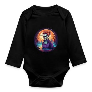 Gruseliges Halloween-party-kostüm Zombie - Organic Longsleeve Baby Bodysuit - black - Front