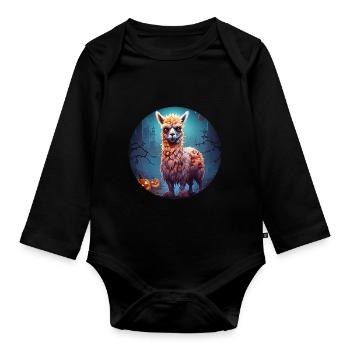 Gruseliges Halloween-partykostüm Zombie-lama - Organic Longsleeve Baby Bodysuit - black - Front