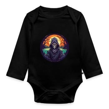 Gruseliges Halloween-partykostüm Sensenmann - Body Bébé bio manches longues - noir - Devant