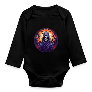 Gruseliges Halloween-partykostüm Sensenmann - Body Bébé bio manches longues - noir - Devant