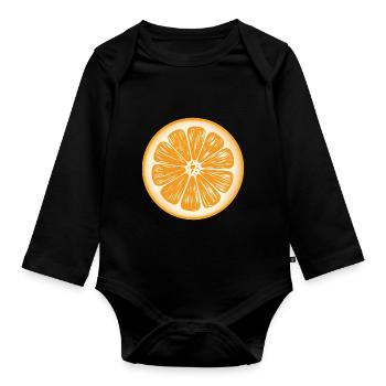 Lustiges Orangenfrucht Geschenk - Baby Bio-Langarm-Body - Schwarz - Vorne