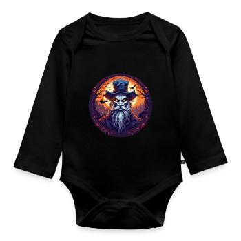 Gruseliges Halloween-partykostüm Hexenmeister - Organic Longsleeve Baby Bodysuit - black - Front