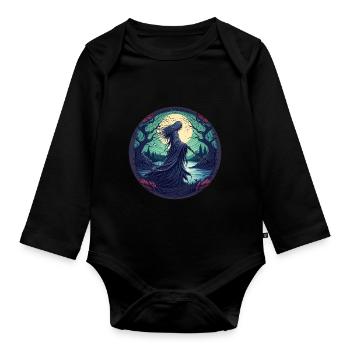 Gruseliges Halloween-partykostüm Waldhexe - Baby Bio-Langarm-Body - Schwarz - Vorne