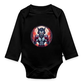 Gruseliges Halloween Party Kostüm Werwolf Boxen - Organic Longsleeve Baby Bodysuit - black - Front
