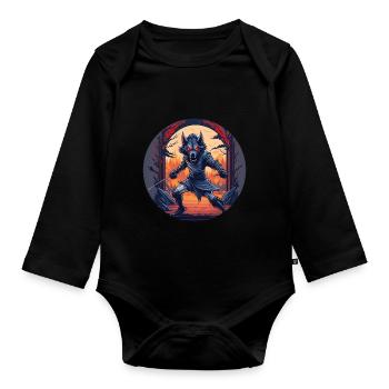 Gruseliges Halloween-partykostüm Werwolf-kostüm - Body Bébé bio manches longues - noir - Devant