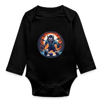 Gruseliges Halloween-partykostüm Werwolffeld - Baby Bio-Langarm-Body - Schwarz - Vorne