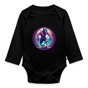 Effrayant Halloween Party Costume Werewolf Football - Body Bébé bio manches longues - noir - Devant