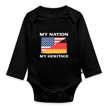 American German - Organic Longsleeve Baby Bodysuit - black - Front