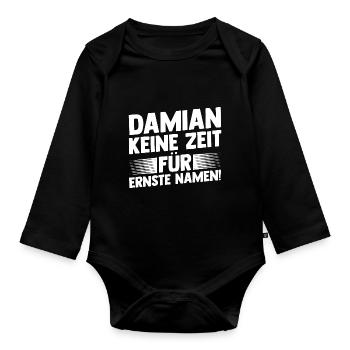 Prénom Damian - Body Bébé bio manches longues - noir - Devant