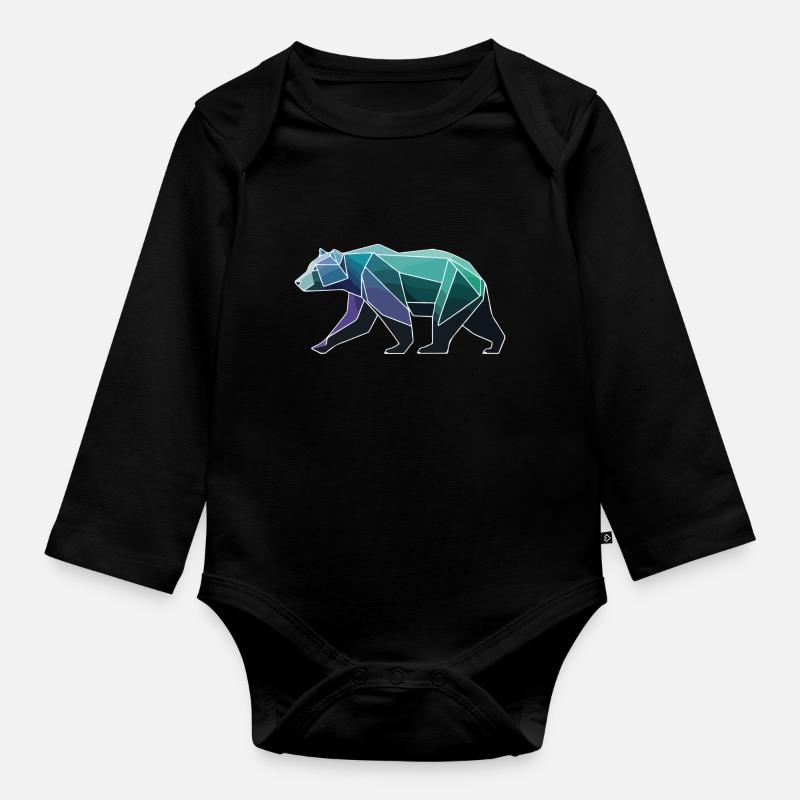 Bär Polygon - Baby Bio-Langarm-Body - Schwarz
