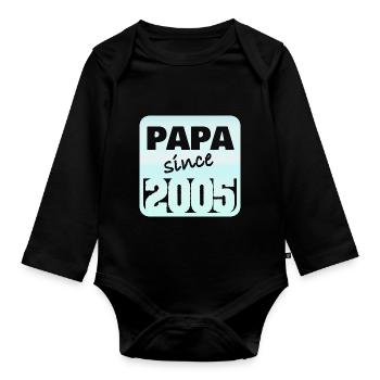 Papa 2005 - Organic Longsleeve Baby Bodysuit - black - Front