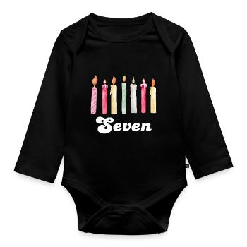 7e anniversaire bougie - Body Bébé bio manches longues - noir - Devant