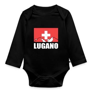 Schweiz Lugano - Baby Bio-Langarm-Body - Schwarz - Vorne