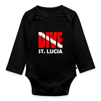 Dive St. Lucia - Diver Down Flag Scuba Diving - Body Bébé bio manches longues - noir - Devant