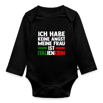 Italia Italian Italian Italy - Organic Longsleeve Baby Bodysuit - black - Front