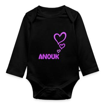 Geschenk für Anouk - Baby Bio-Langarm-Body - Schwarz - Vorne