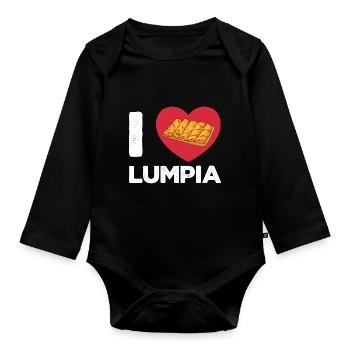 I love lumpia Design for a lumpia lover - Baby Bio-Langarm-Body - Schwarz - Vorne