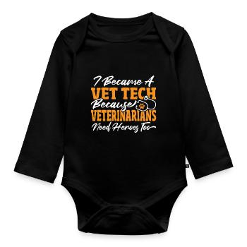 Lover Vet Tech Tierarzthelferin Vet Tech Merch - Baby Bio-Langarm-Body - Schwarz - Vorne