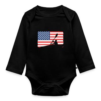 Kayaking Kayaking Canoeing Canoeing - Organic Longsleeve Baby Bodysuit - black - Front