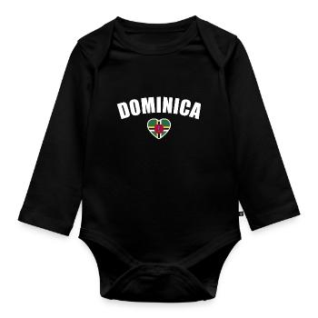 Dominica Dominican Flag - Organic Longsleeve Baby Bodysuit - black - Front
