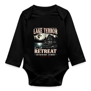 Lake Terror Retreat 1979 Retro Halloween Escape - Organic Longsleeve Baby Bodysuit - black - Front