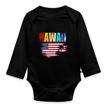 Maui Hawaï Hawaïen - Body Bébé bio manches longues - noir - Devant